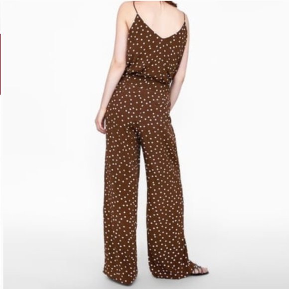 ZARA Brown Polka Dot Viscose Flowy Pants - Picture 3 of 11
